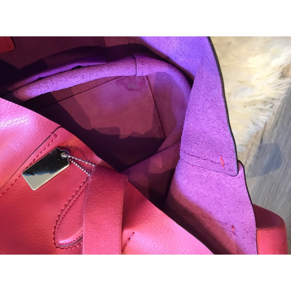 Coach Central Tote Pink Pebbled Leather Shoulder Bag F58660 Purple Interior - Picture 8 of 13